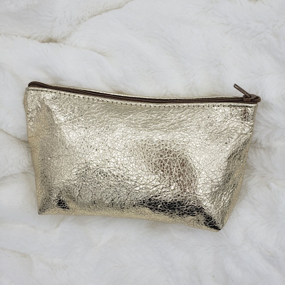 Gold Leather Makeup Bag Case